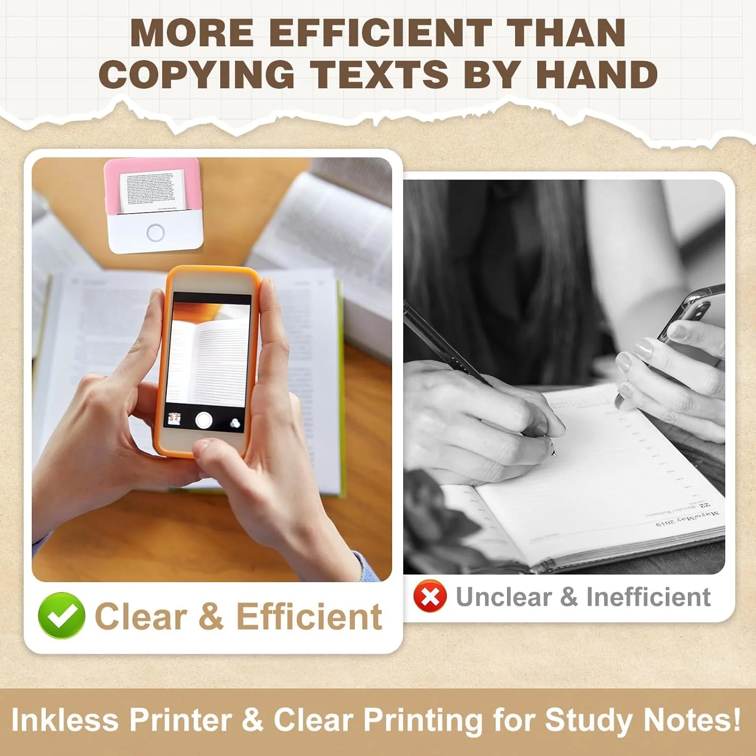 Portable Inkless Thermal Mini Printer - Bluetooth Wireless Label Maker for iOS & Android, Ideal for Notes and DIY Projects