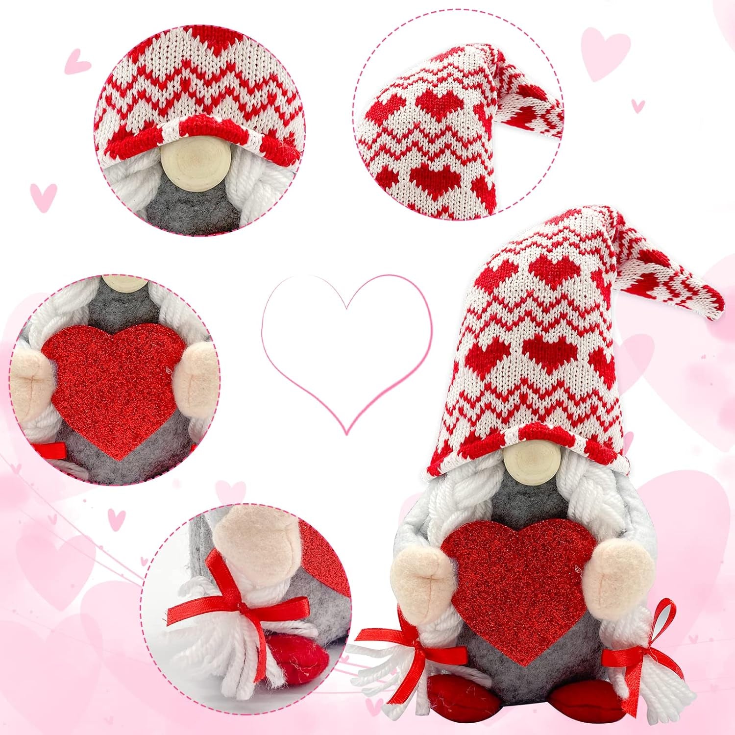 Valentine's Day Home Decor and Gifts - Elegant Decorations for Her, Teachers, and Couples - Plush Gnomes for a Romantic Celebration