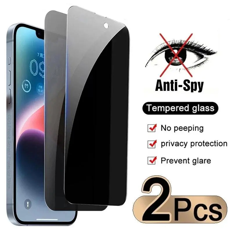 2Pcs Glass Tempered Phone Screen Protector, HD Anti-Fingerprint Mobile Phone Film, Anti-Scratch Screen Privacy Film for Iphone