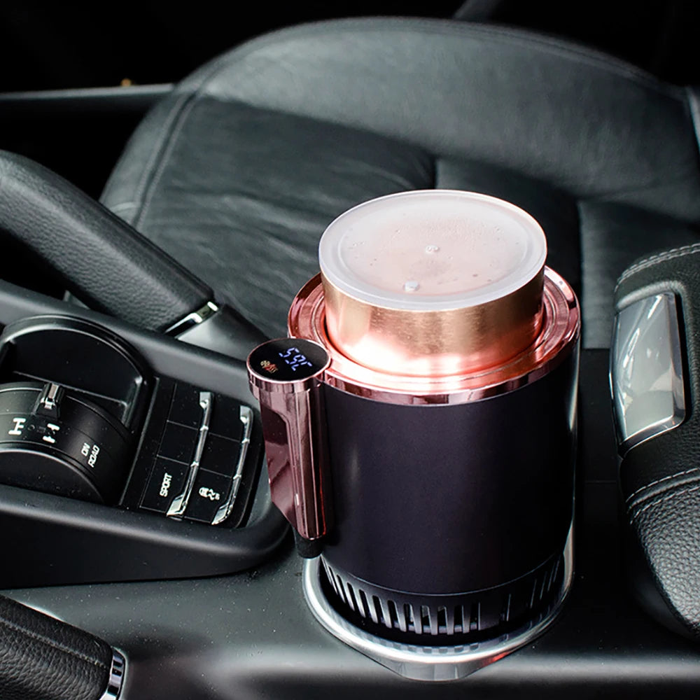 Smart Car 2-in-1 Beverage Holder with Fast Refrigeration and Heating, Mini Touch Screen Drink Mug