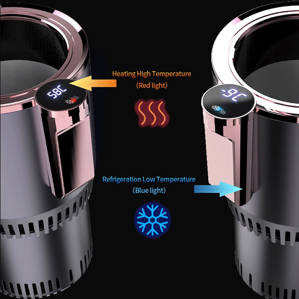 Smart Car 2-in-1 Beverage Holder with Fast Refrigeration and Heating, Mini Touch Screen Drink Mug