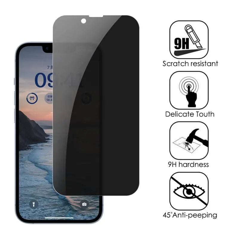 2Pcs Glass Tempered Phone Screen Protector, HD Anti-Fingerprint Mobile Phone Film, Anti-Scratch Screen Privacy Film for Iphone