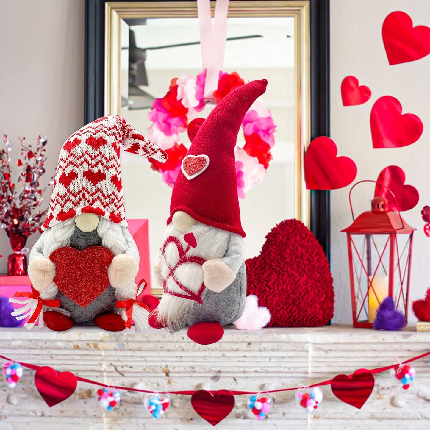 Valentine's Day Home Decor and Gifts - Elegant Decorations for Her, Teachers, and Couples - Plush Gnomes for a Romantic Celebration