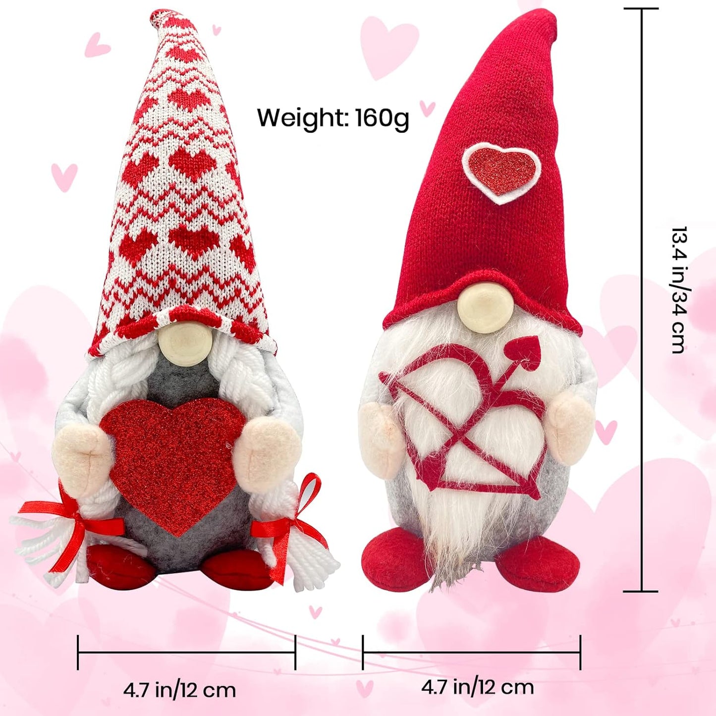 Valentine's Day Home Decor and Gifts - Elegant Decorations for Her, Teachers, and Couples - Plush Gnomes for a Romantic Celebration