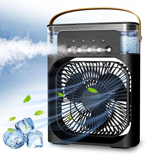 1 Piece Portable Air Conditioner Fan, USB Mini Portable Fan Air Cooling Fan Humidifier Purifier Mist Cooler with 7 Colors LED Light